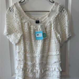 Faith & Zoe Ivory Crochet Blouse